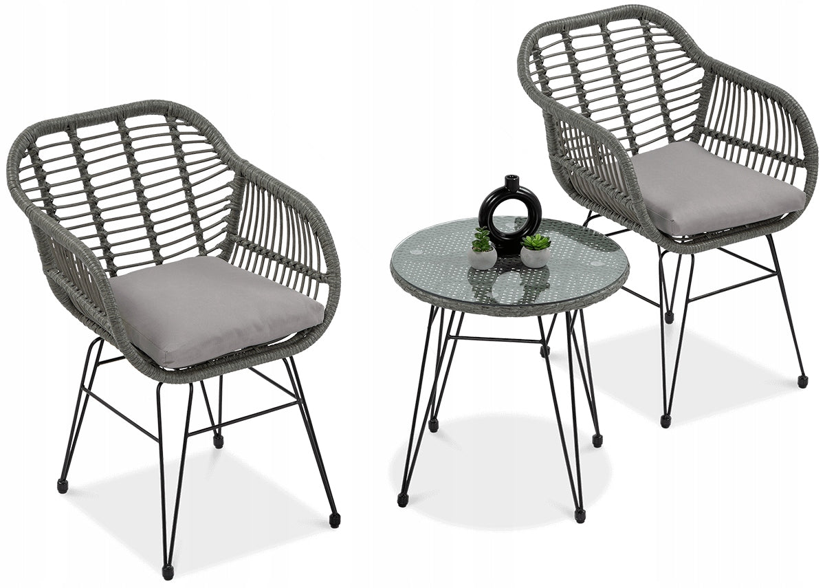 Set of BALCONY Garden Furniture for Balcony Terrace KUBU 2+1 Table Chairs Set contents chair end table