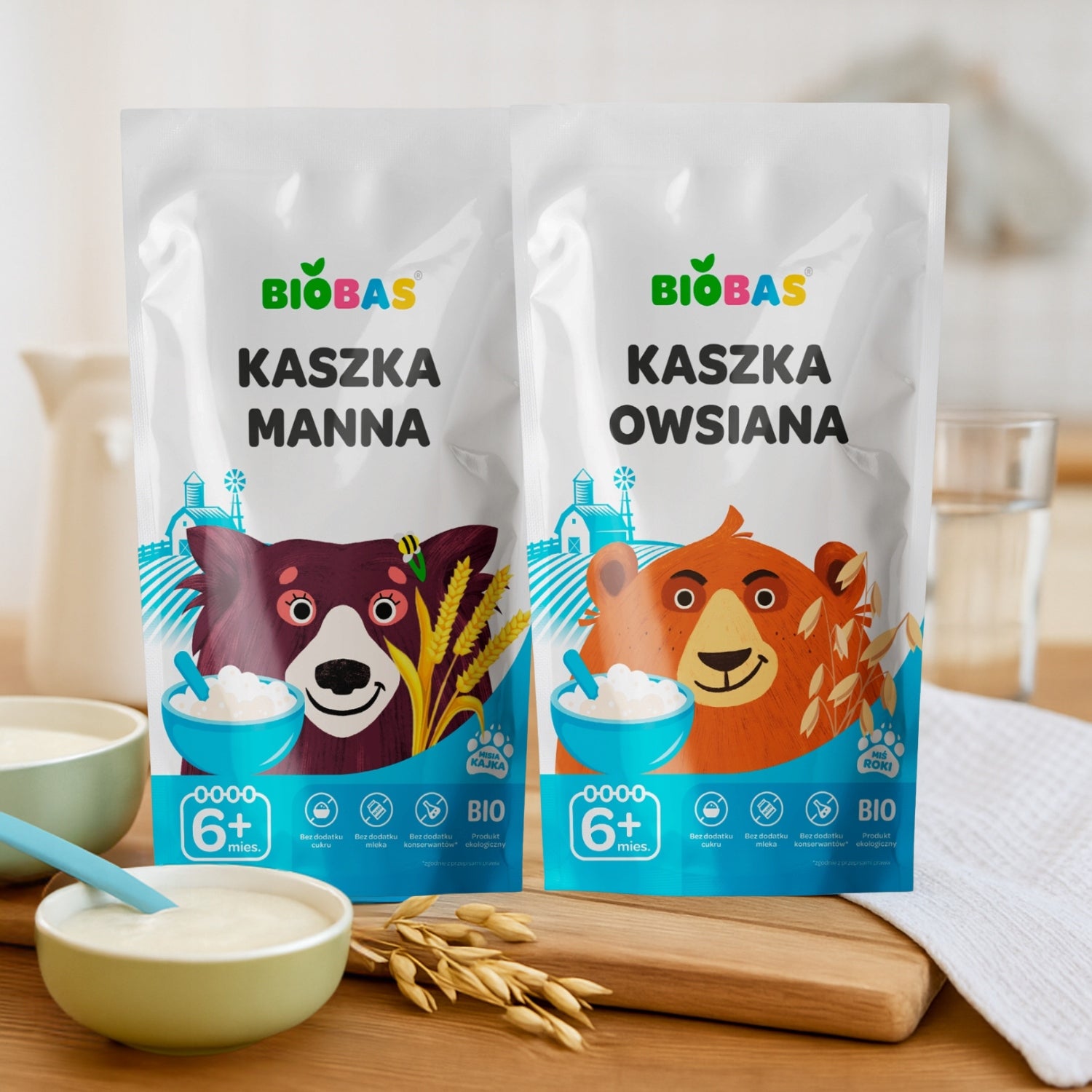 Set of BIO Porridges BIOBAS 4 pcs. + Spelt flakes ORGANIC WITHOUT SUGAR Brand BioBas