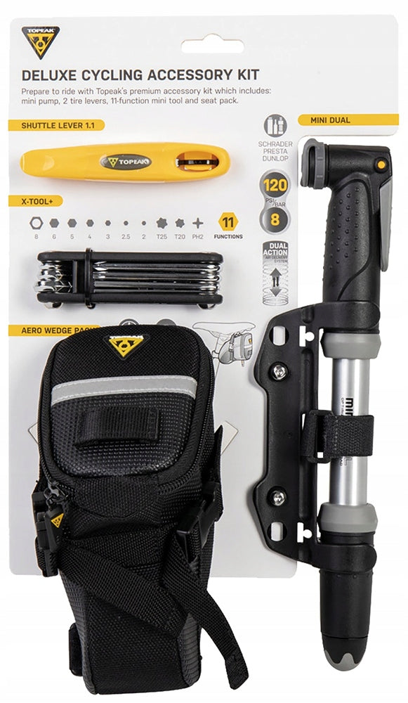 Set of Bicycle Accessories Topeak Deluxe Pump, Pouch, Keys, Spoon