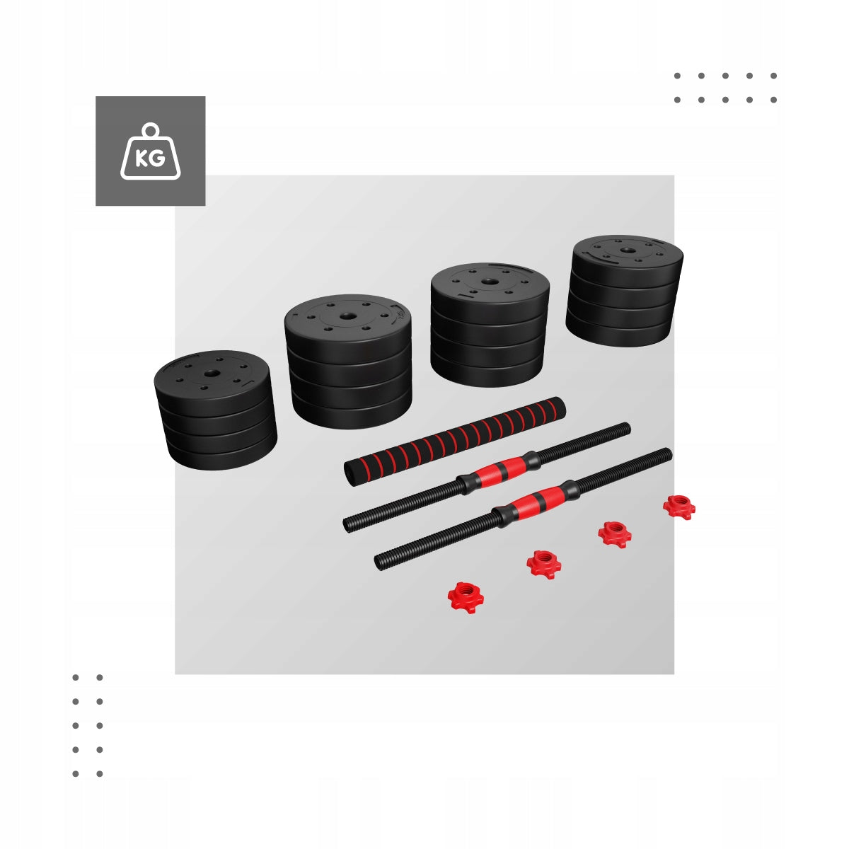 Set of Bitumen Dumbbells Athler Dumbbells ADJUSTABLE BARBELL 40KG 3in1 GRIFFIN Manufacturer code AT-LION 40