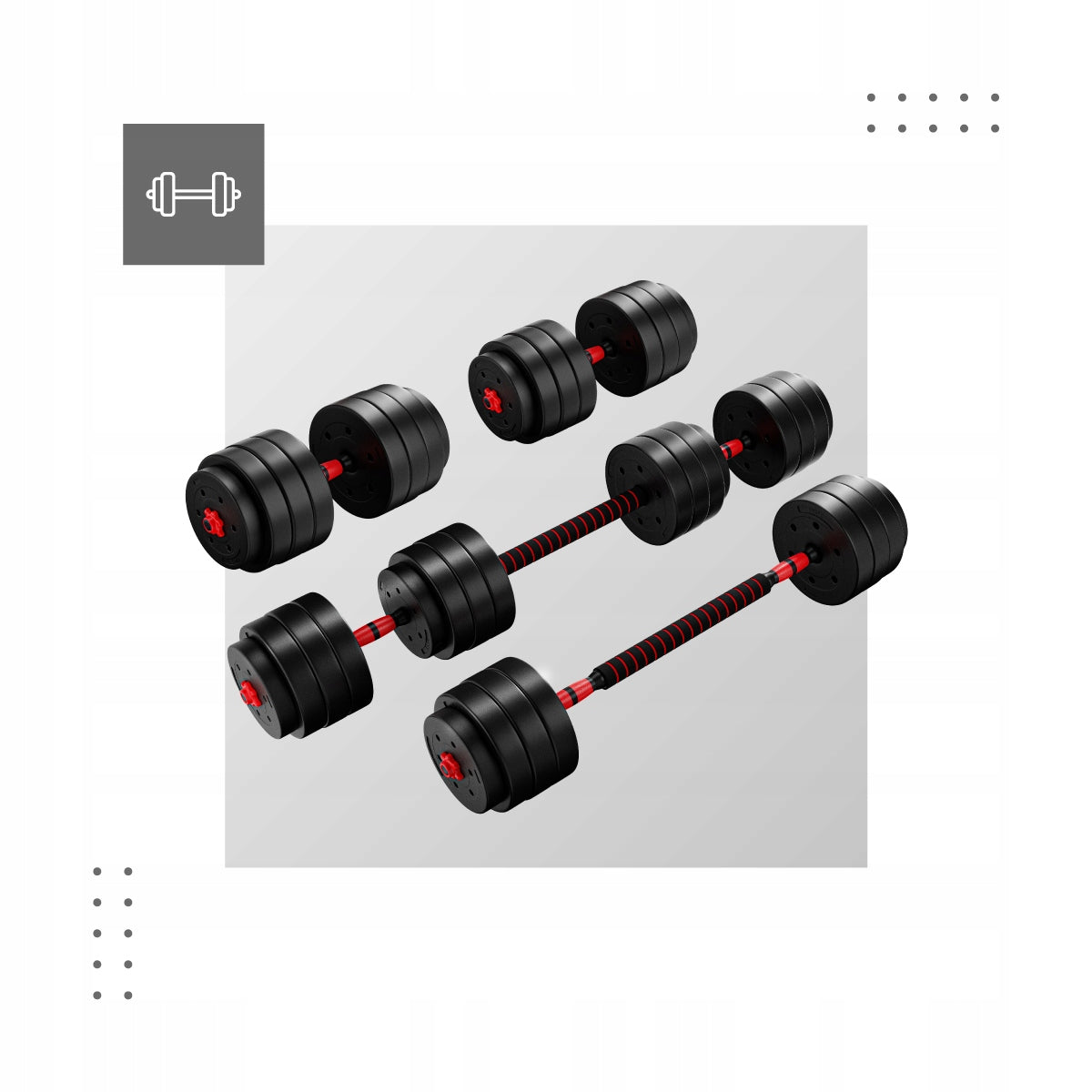 Set of Bitumen Dumbbells Athler Dumbbells ADJUSTABLE BARBELL 40KG 3in1 GRIFFIN Weight 1x 40 kg