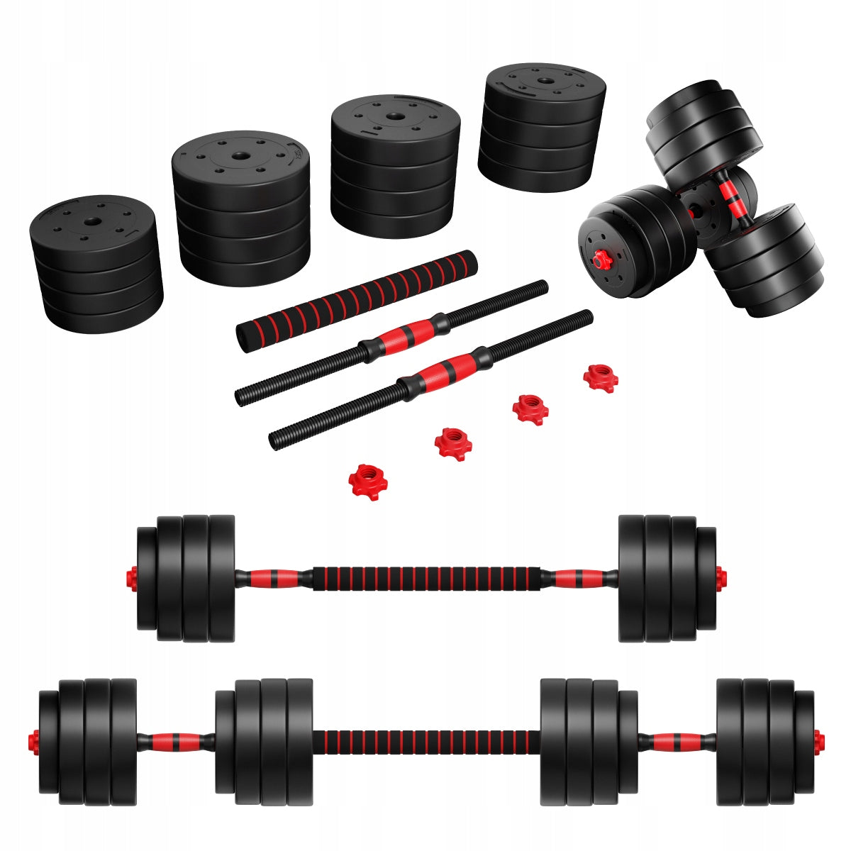 Set of Bitumen Dumbbells Athler Dumbbells ADJUSTABLE BARBELL 40KG 3in1 GRIFFIN