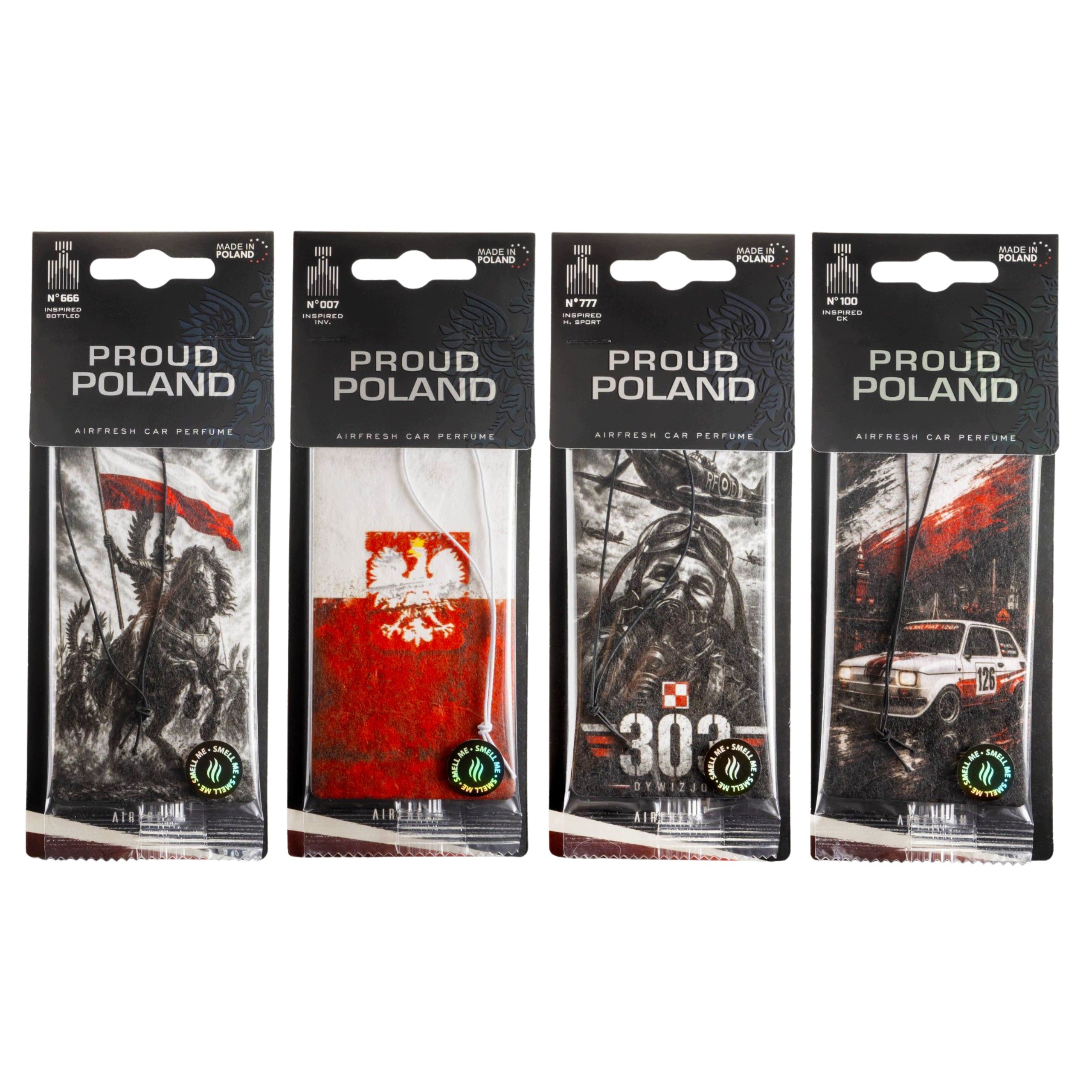 Set of Car Pendants PROUD POLAND For Car Fragrances 4pcs For Gift