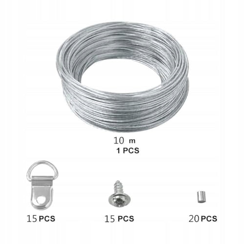 Set of D-ring hooks for paintings wire 10m 15 pcs. Manufacturer code B0CB3CXK6W