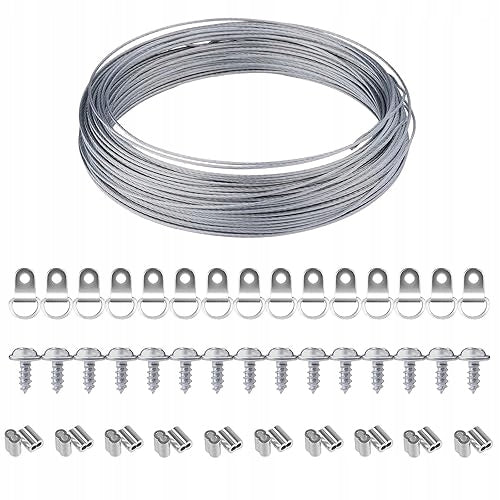 Set of D-ring hooks for paintings wire 10m 15 pcs.