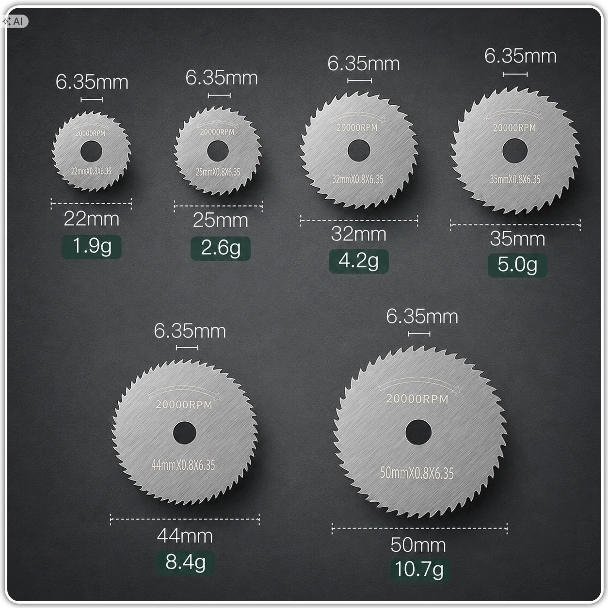 Set of Disc Dremel 55 EL. HSS Diamond Cutting Abrasive for Mini Grinder Manufacturer code ZESTAW TARCZ HSS Diamentowe do Miniszlifierki