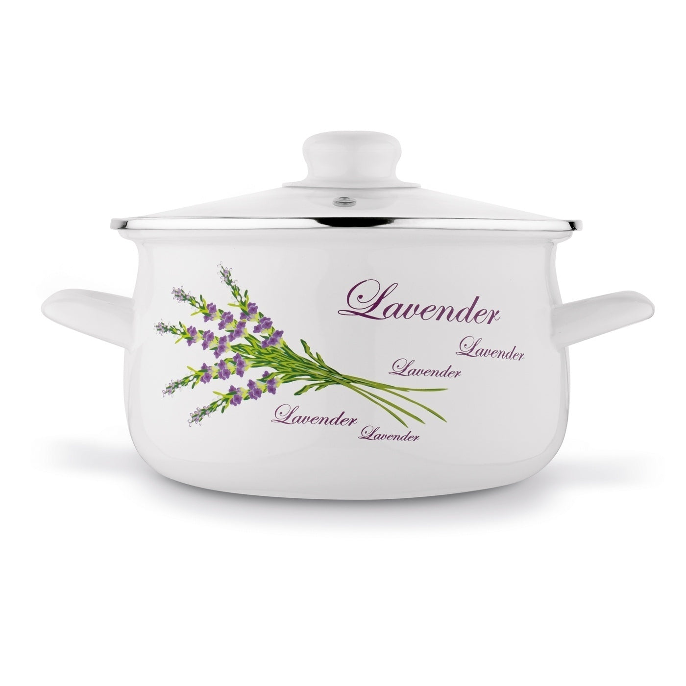 Set of Enamel Pots 6 Elements Lid Handles Induction Gas Solid Material enamel