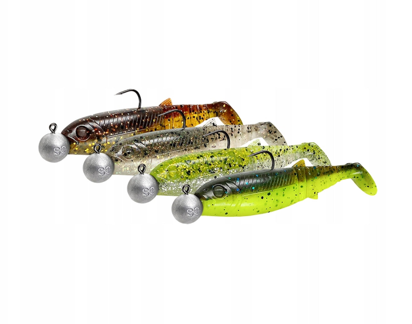 Set of FISHING RubberS ARMED Clearwater Cannibal Shad 4 Colors 10cm 9g