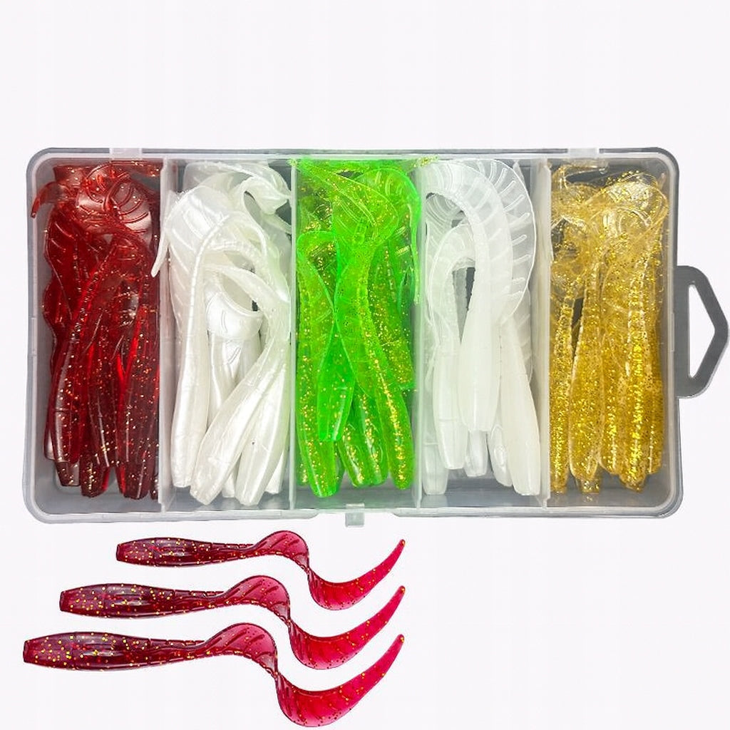 Set of Fishing Lures Rubber Twisters Lures for Spining Mega 50pcs Number of pieces 50 pcs