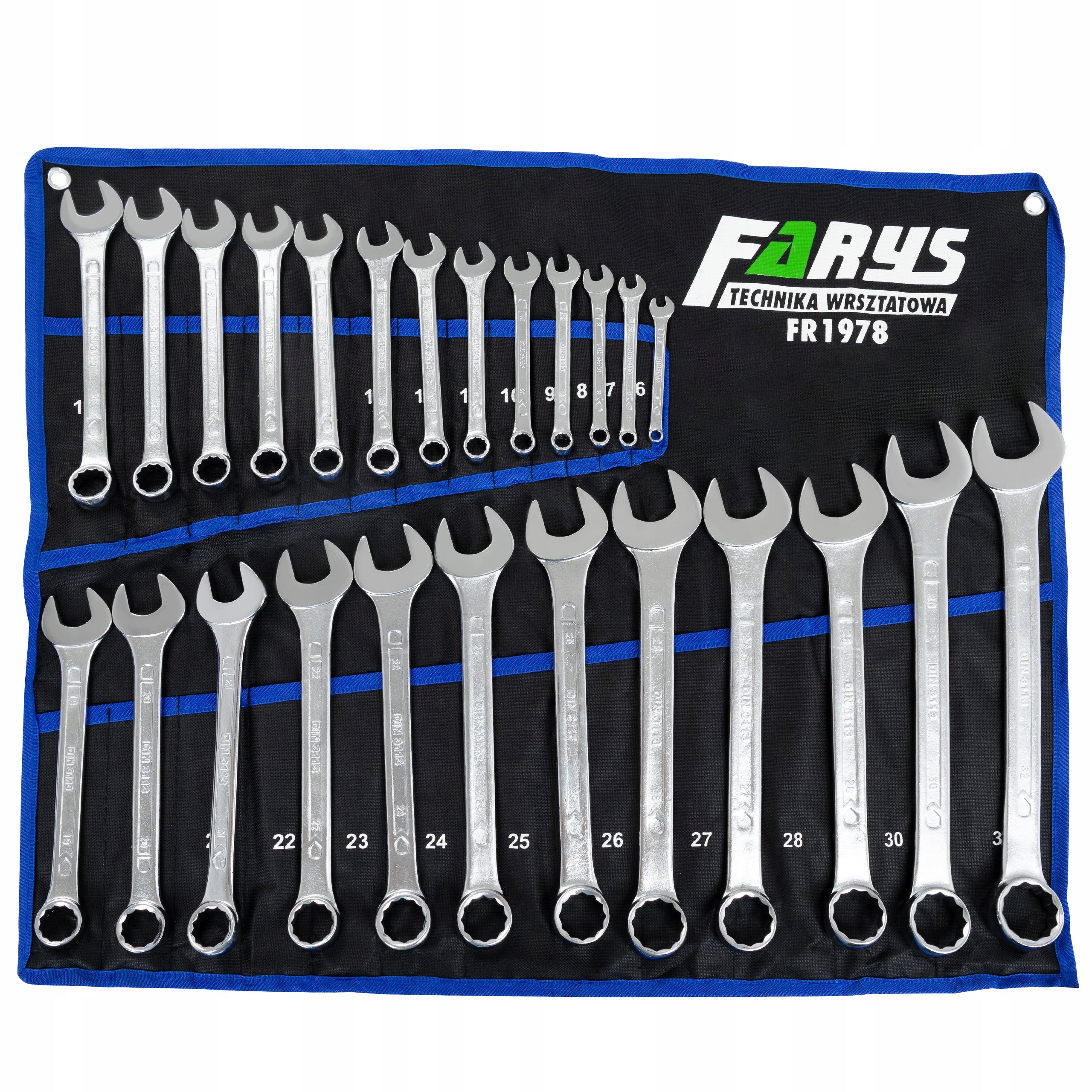 Set of Flat-Eye Wrenches 6-32mm 25pcs in Case Strong Large Set Farys Brand Farys
