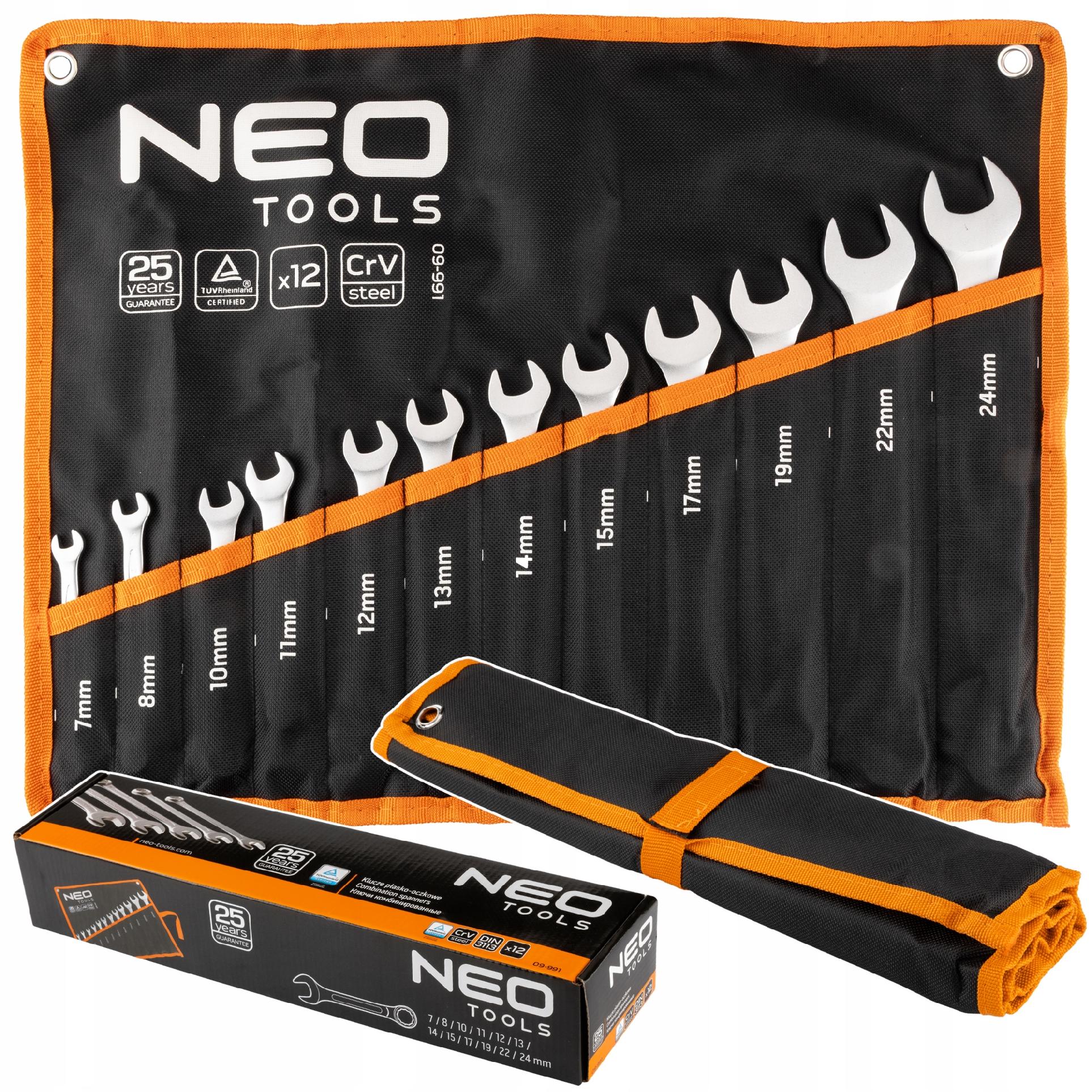 Set of Flat Eye Wrenches 7-24 mm 12 pcs. on NEO TOOLS
