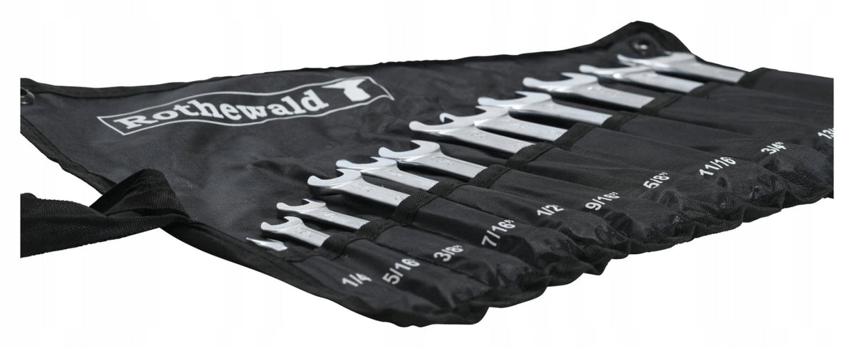 Set of Flat Eye Wrenches Inch Rothewald 12 el. CrV DIN Manufacturer Rothewald