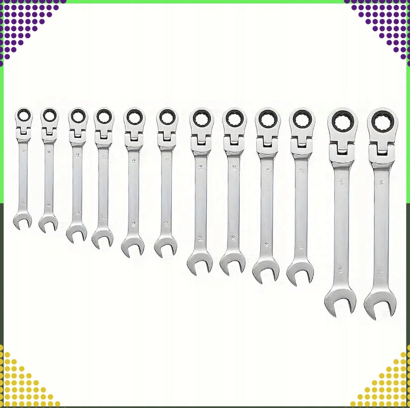 Set of Flat Eye Wrenches with Eyelet Ratchet 8-19mm Set of 12 Manufacturer code 5906301404774