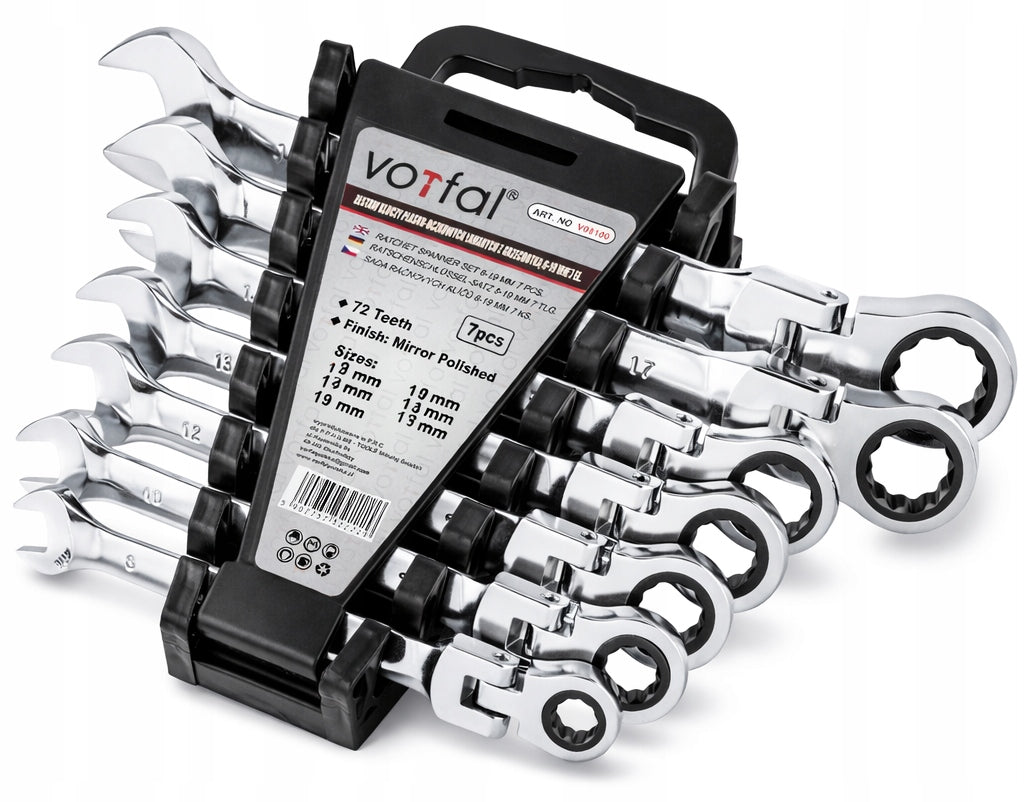 Set of Flat Eyelet Wrenches with Ratchet Broken 7el Key type socket