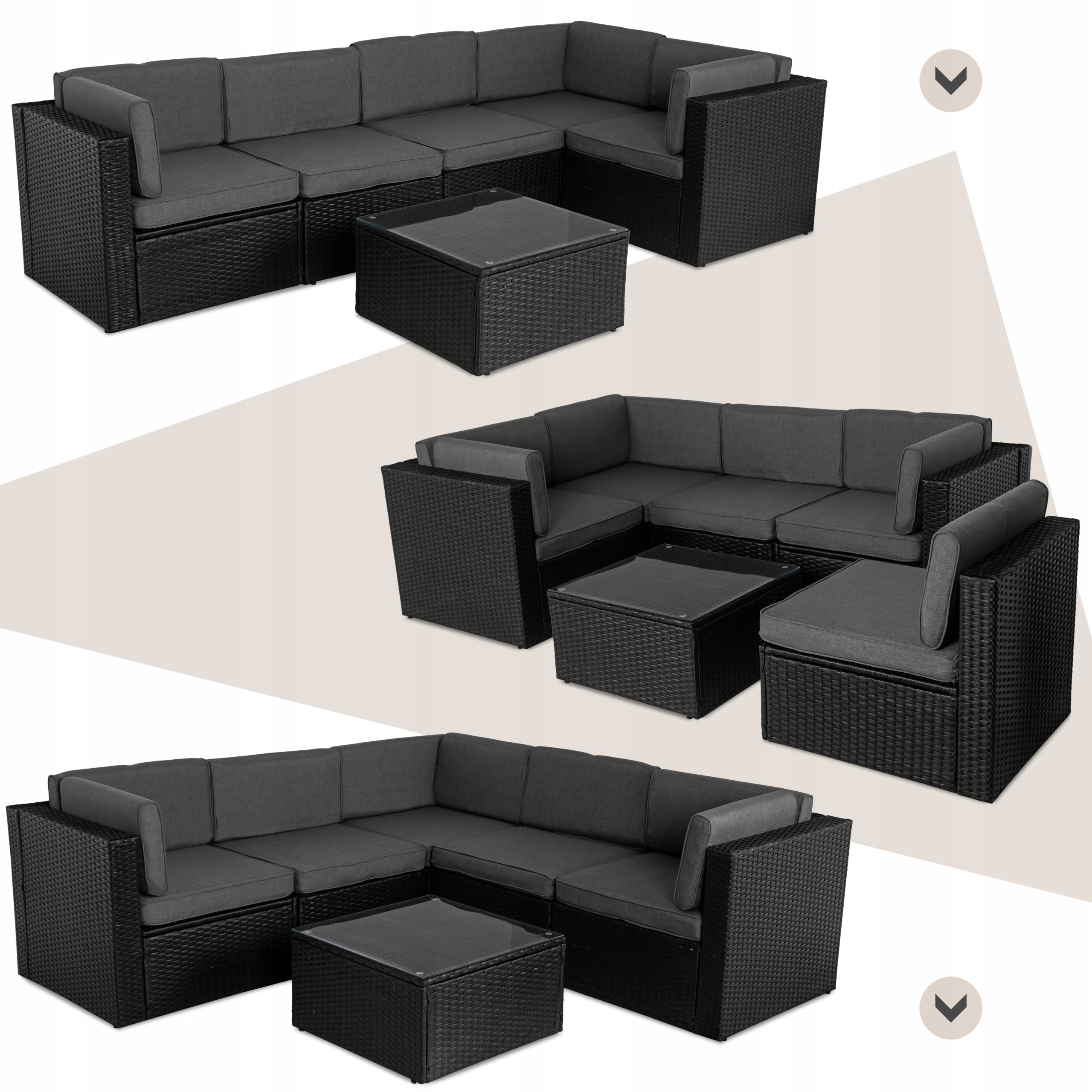 Set of GARDEN FURNITURE corner RUBI set of furniture for terrace TECHNORATTAN Main material synthetic rattan