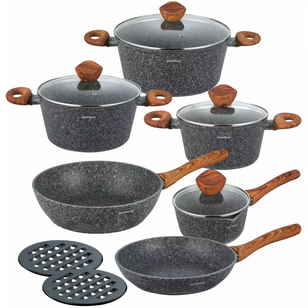 Set of GRANITe pots MARBLE Induction Gas KLAUSBERG KB 7242