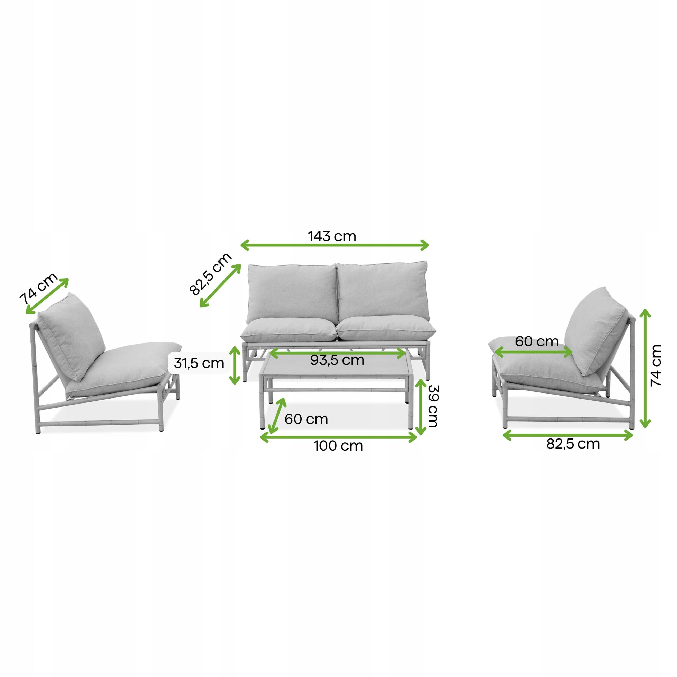 Set of Garden Furniture MAKANI Garden Furniture Armchair Table for Terrace Balcony Manufacturer code 008204