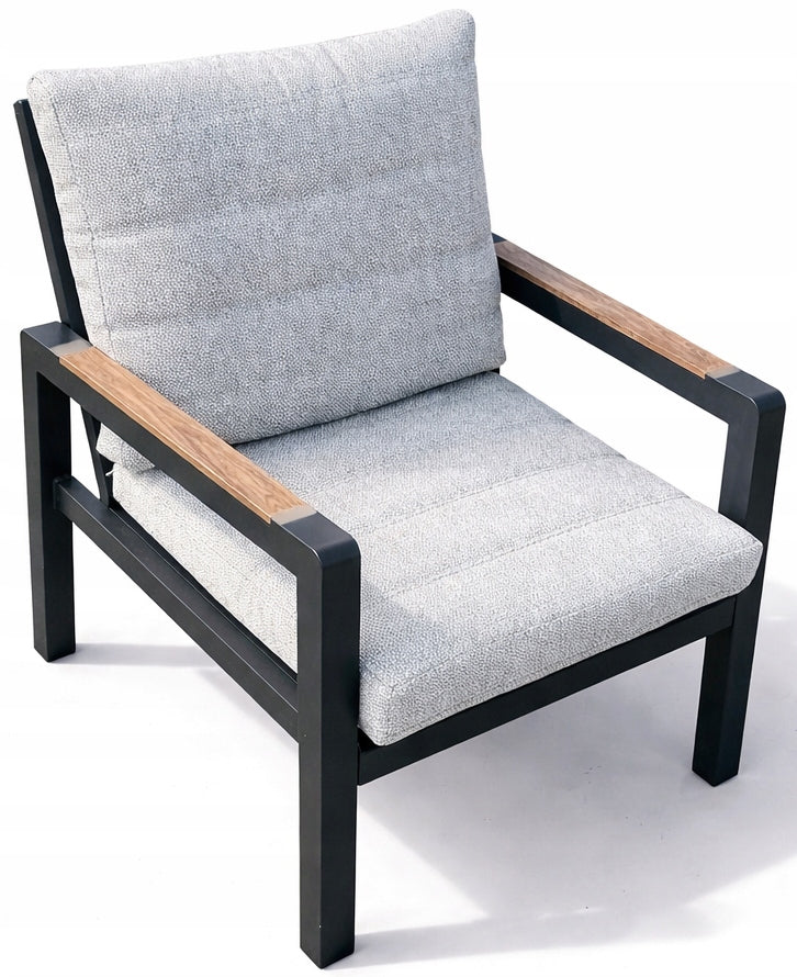 Set of Garden Furniture Modular Aluminum Corner Table 2 Graphite Armchairs Set contents armchair corner sofa table