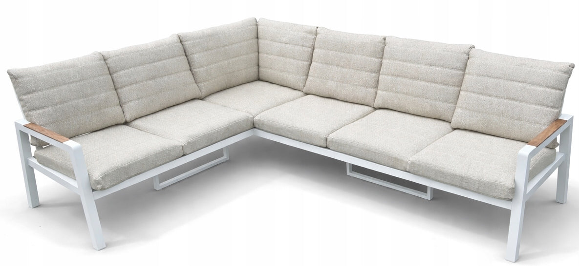 Set of Garden Furniture Modular Aluminum Corner + Table + 3 Armchairs White Color white