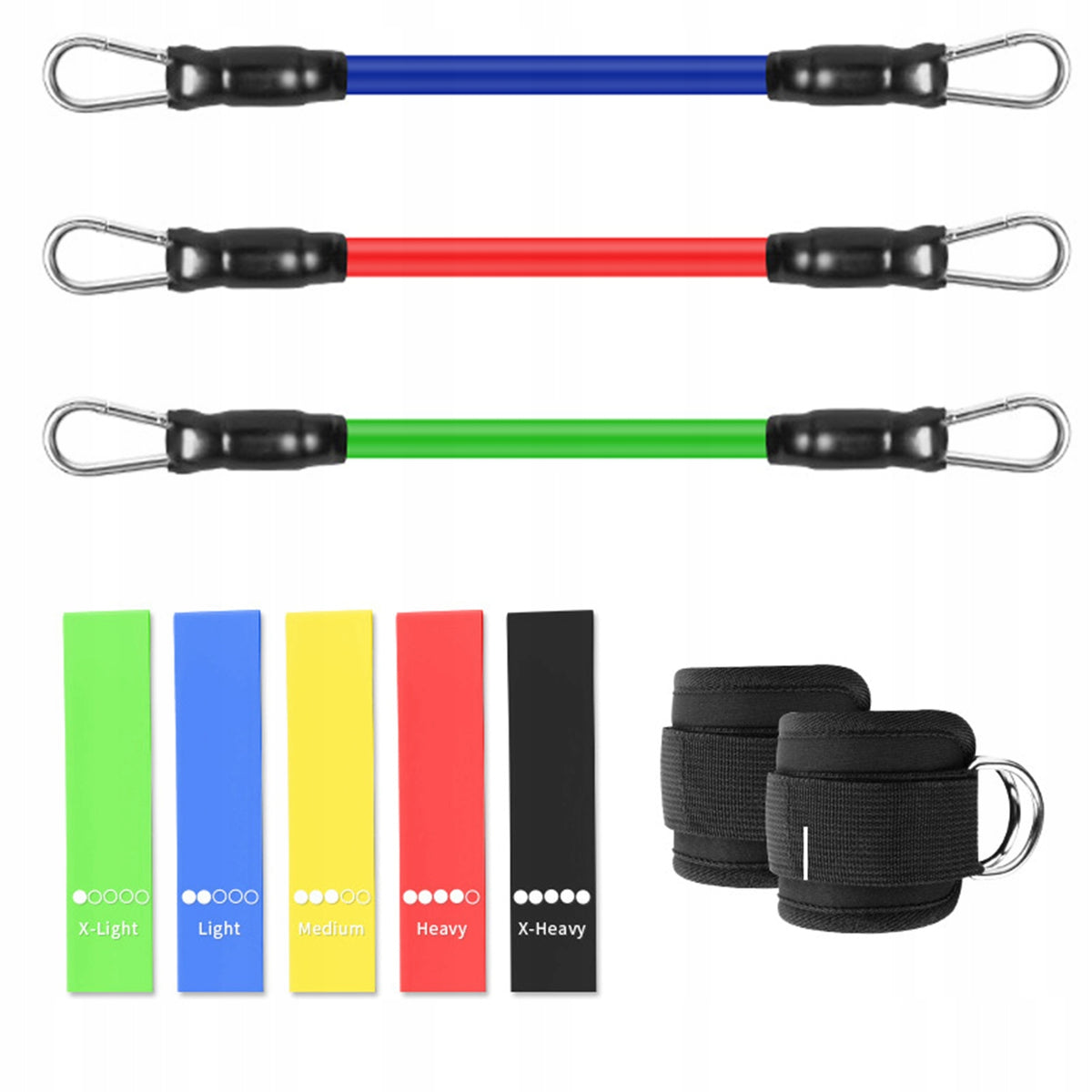 Set of Gum Fitness + Ankle Leg Expanders 11el