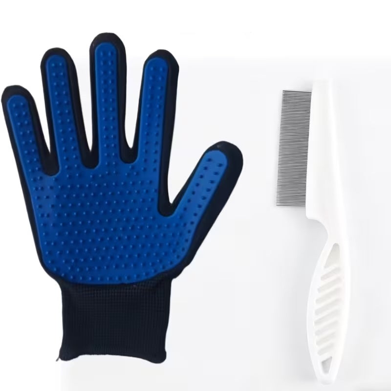 Set of Hair Combing Glove + Comb for Dog and Cat