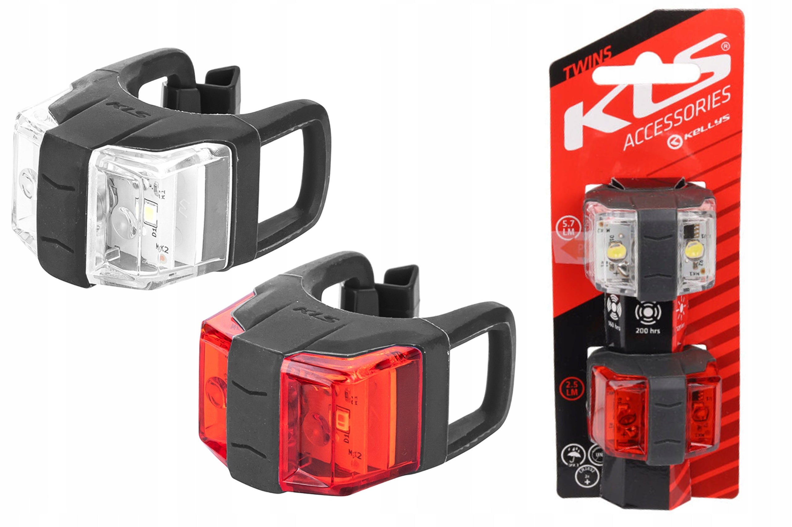 Set of LED Bike Lights KELLYS TWINS II Front Rear Black