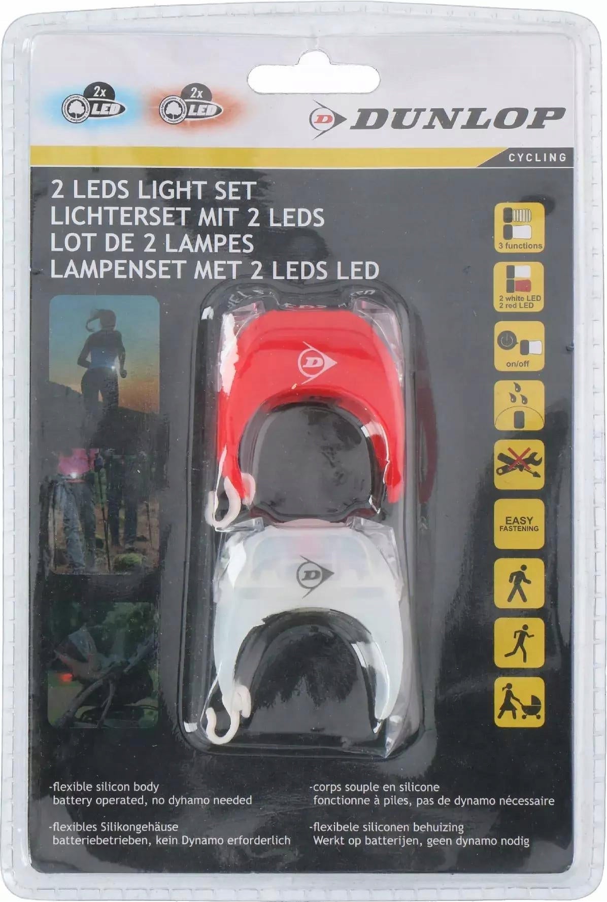 Set of LED bicycle lights front rear silicone lights for bicycle DUNLOP