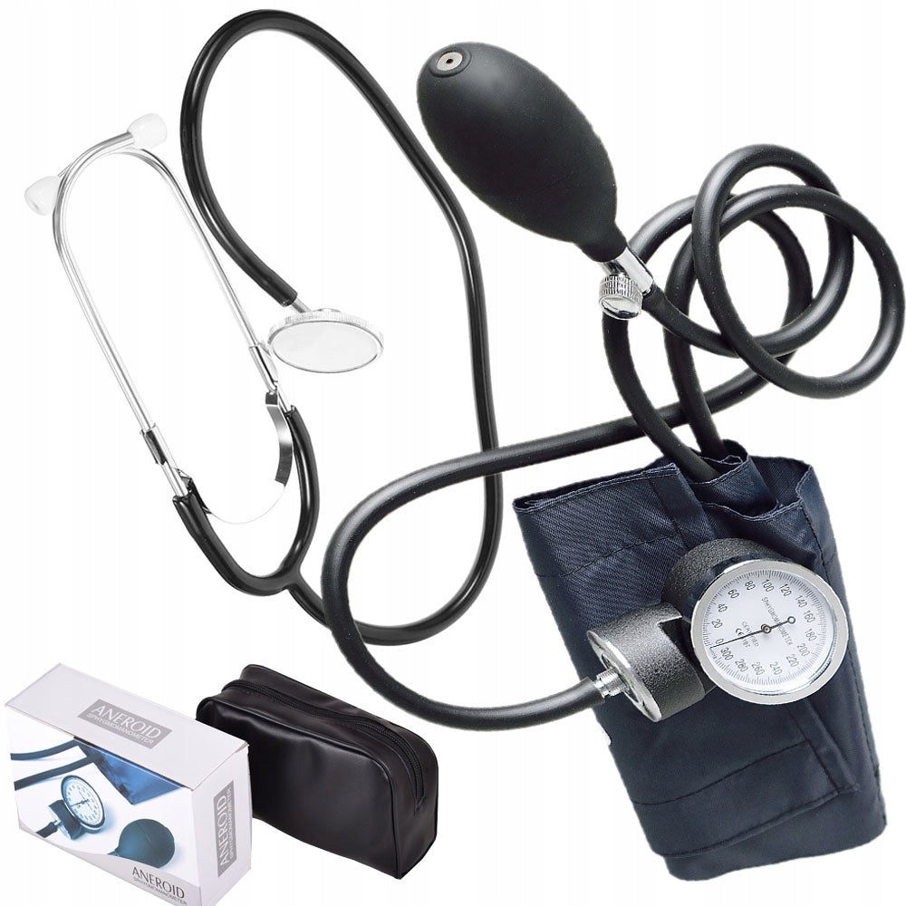 Set of Manual Shoulder Blood Pressure Monitor Large Shield + Stethoscope In Case