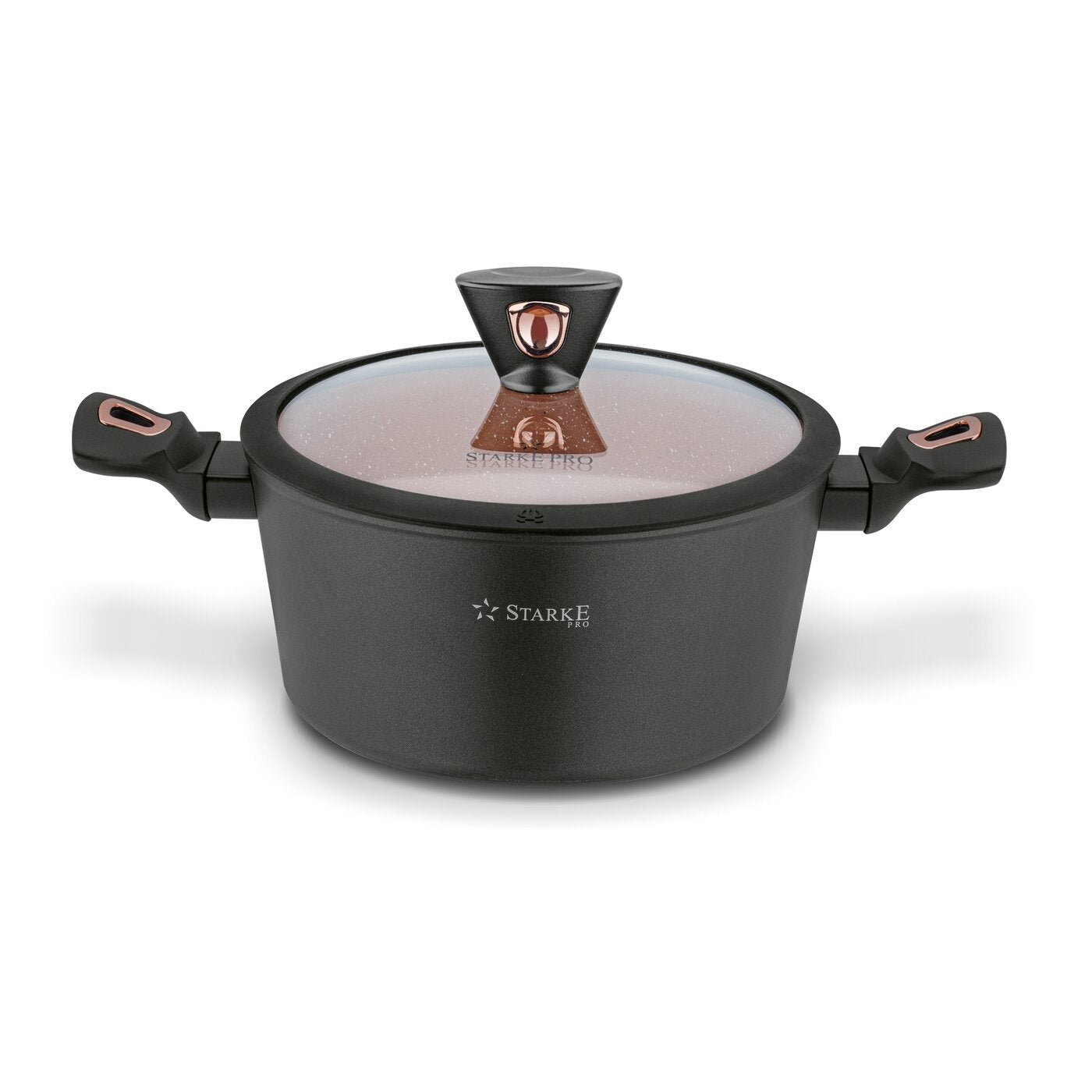 Set of Marble Pan Pots with LIDS Starke Pro Dark Copper 10el Coating type non-stick