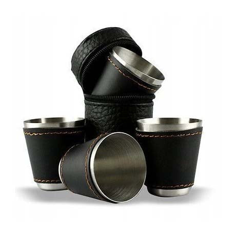 Set of Metal Tourist Glasses 80ml 4pcs + CASE Brand no brand