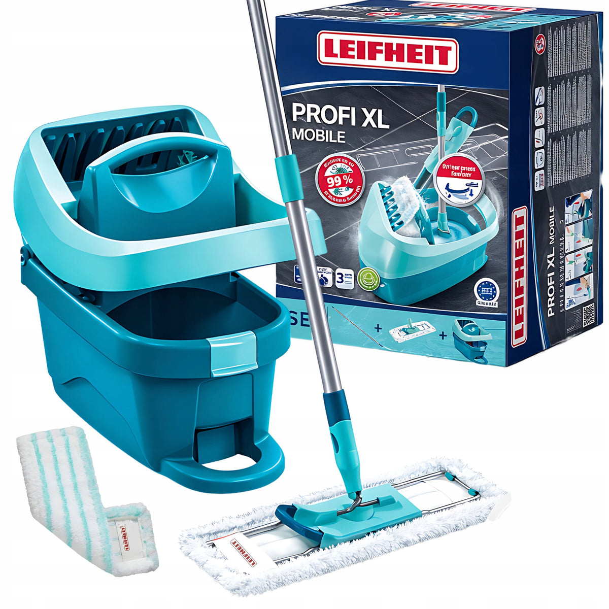 Set of Mop with Bucket and Squeezer Leifheit Profi HL Mobile 42cm