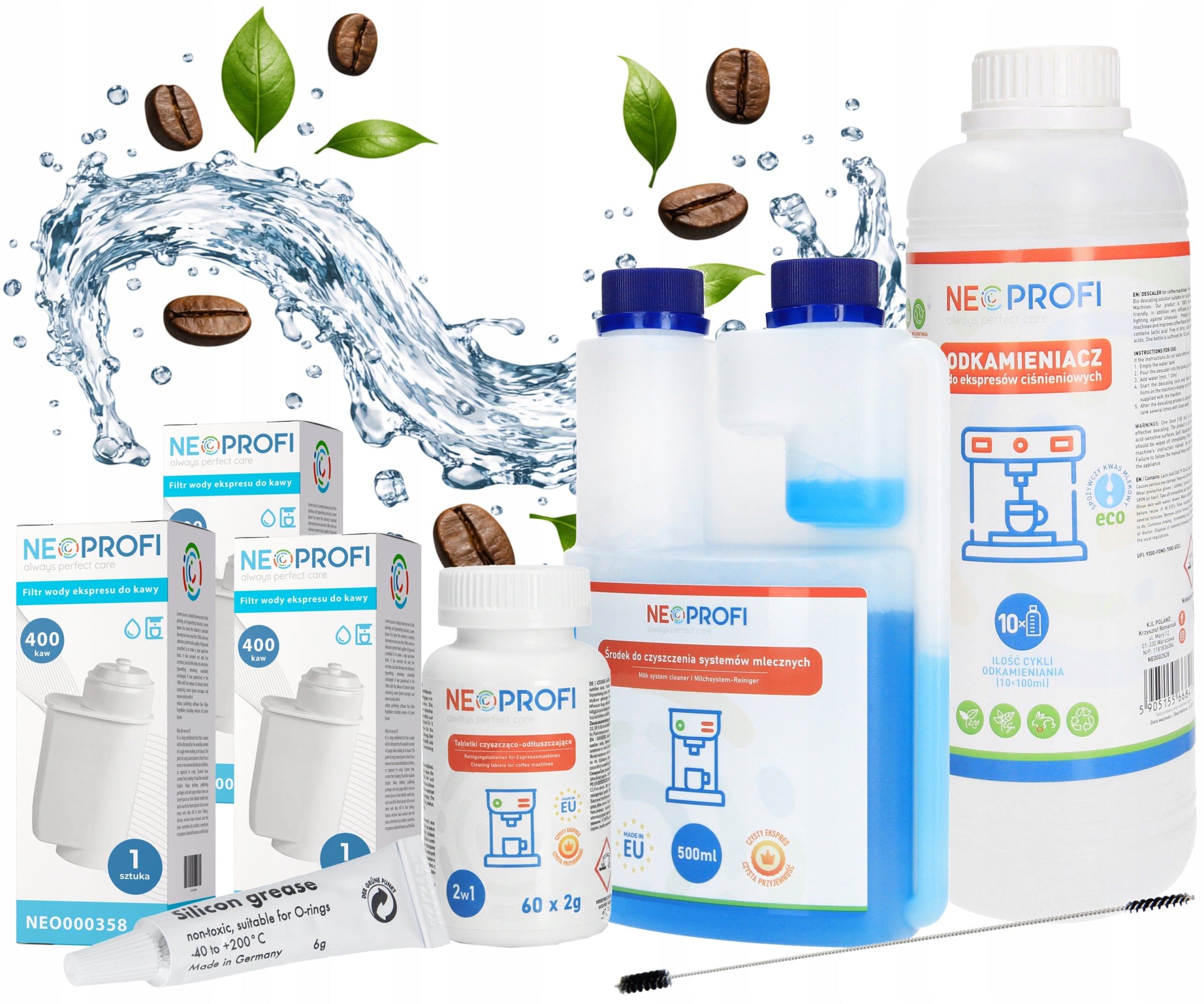 Set of NeoProfi descaling fluids tablet filters for BOSCH machines