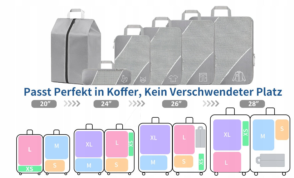 Set of Organizers for suitcase 6 pcs Grey+Graphite Compression Bags set Packaging status original