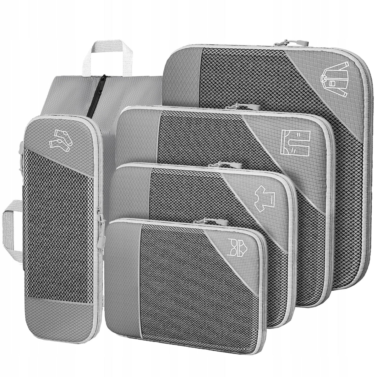 Set of Organizers for suitcase 6 pcs Grey+Graphite Compression Bags set