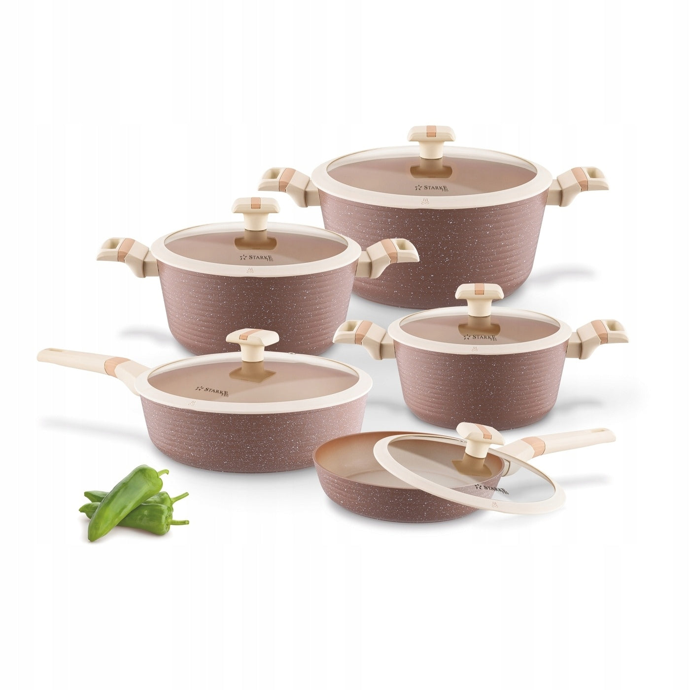 Set of PAN POTS set INDUCTION with LID Starke Pro Coretto 10el