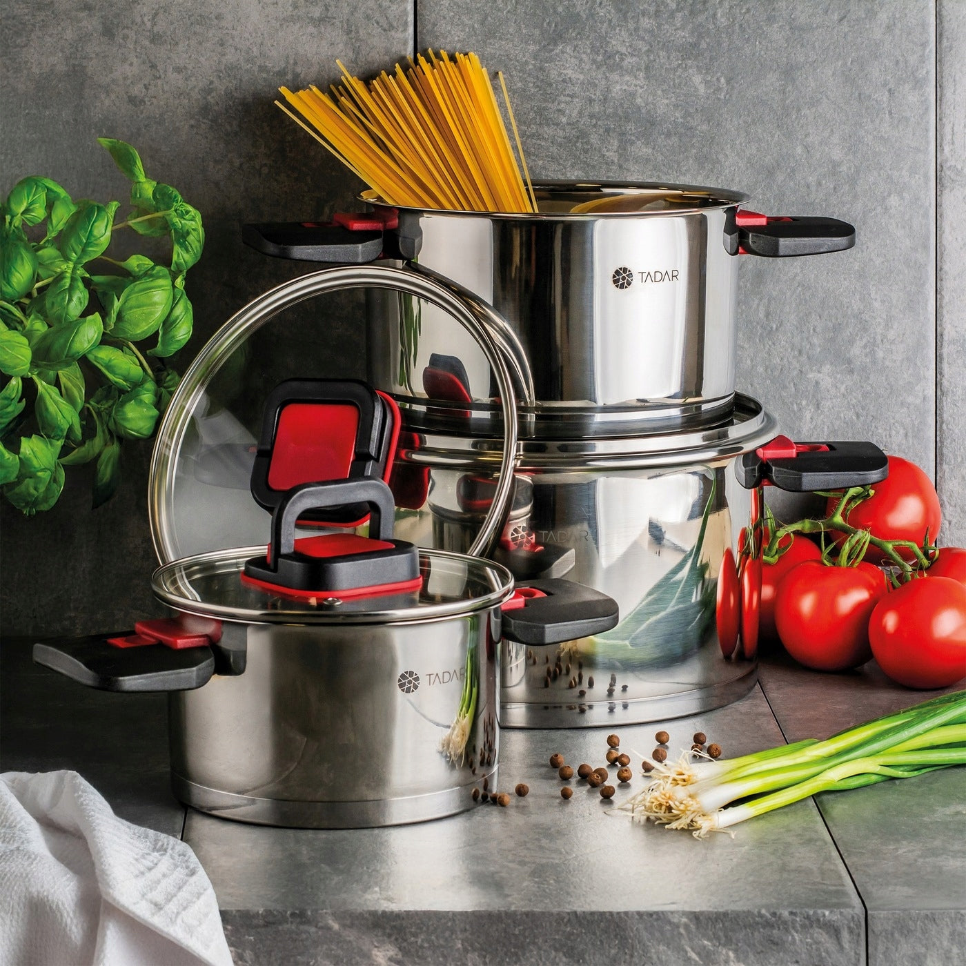 Set of POTS INDUCTION Folding Handles Kitchen Scoops Tadar Evocook 11el Packaging status original