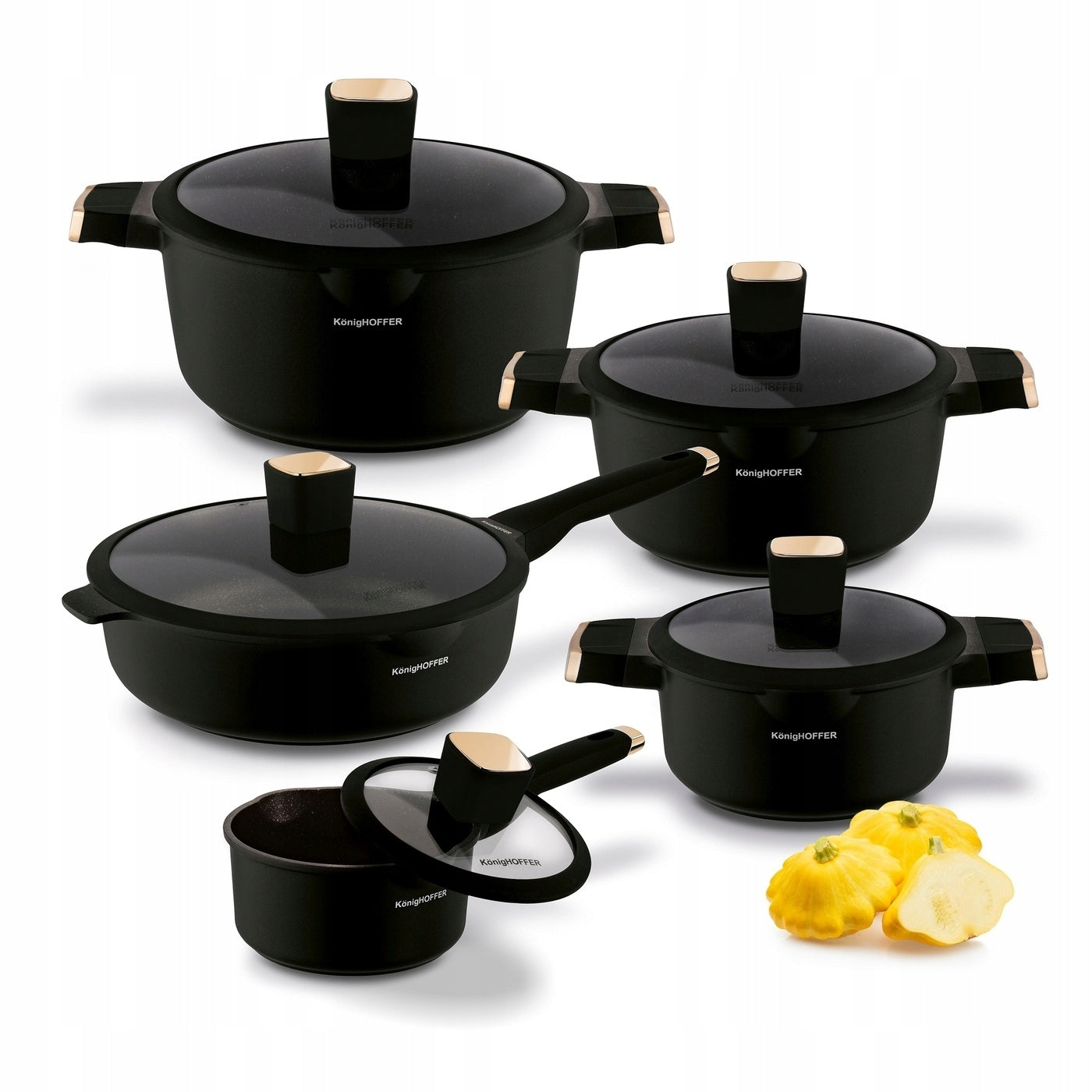 Set of POTS INDUCTION PAN Konighoffer Black Rose 10el 16/20/24/28cm
