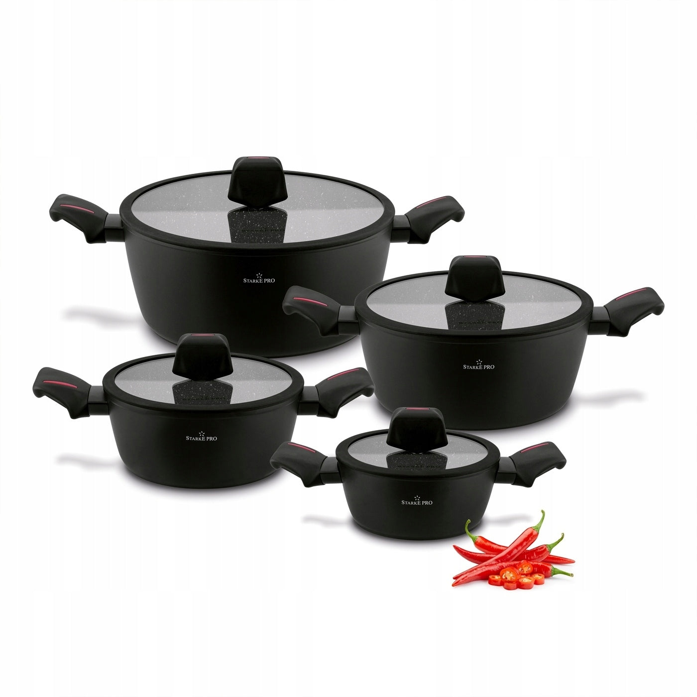 Set of POTS INDUCTION STRONG COATING Gas Starke Pro Piccante 16/20/24/28