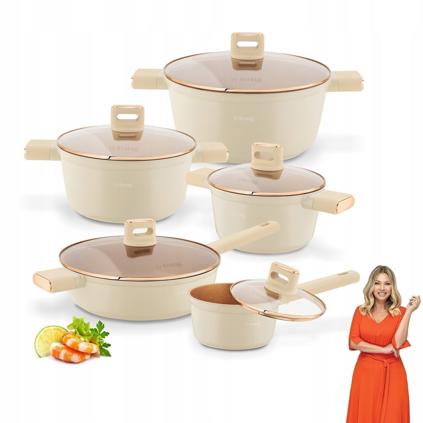 Set of POTS Induction PAN Rondel Starke Pro Starlet Beige 10 el
