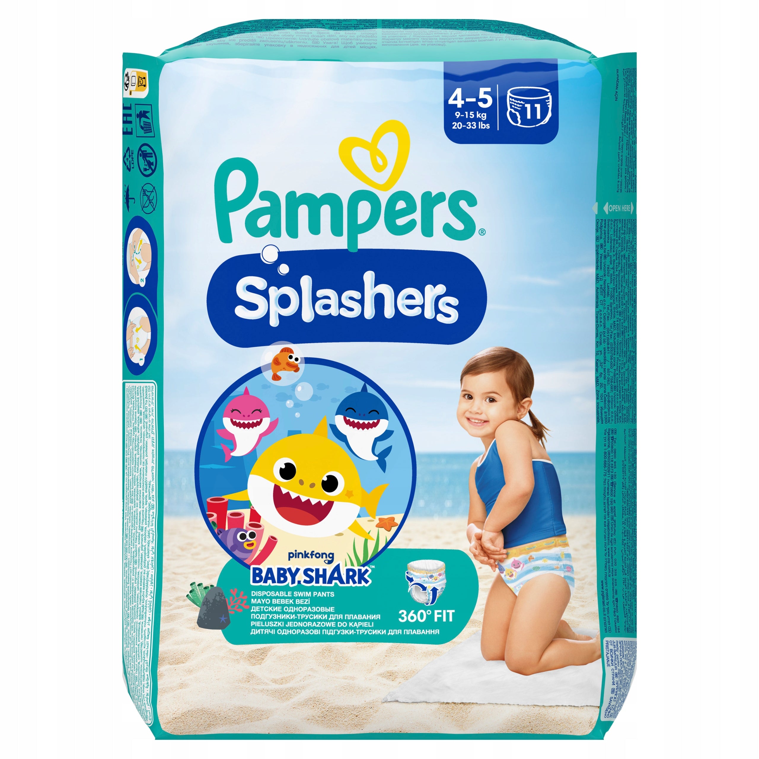 Set of Pampers Splashers Diapers, size 4-5, 9-15kg, 11 pieces x2 Packaging status original