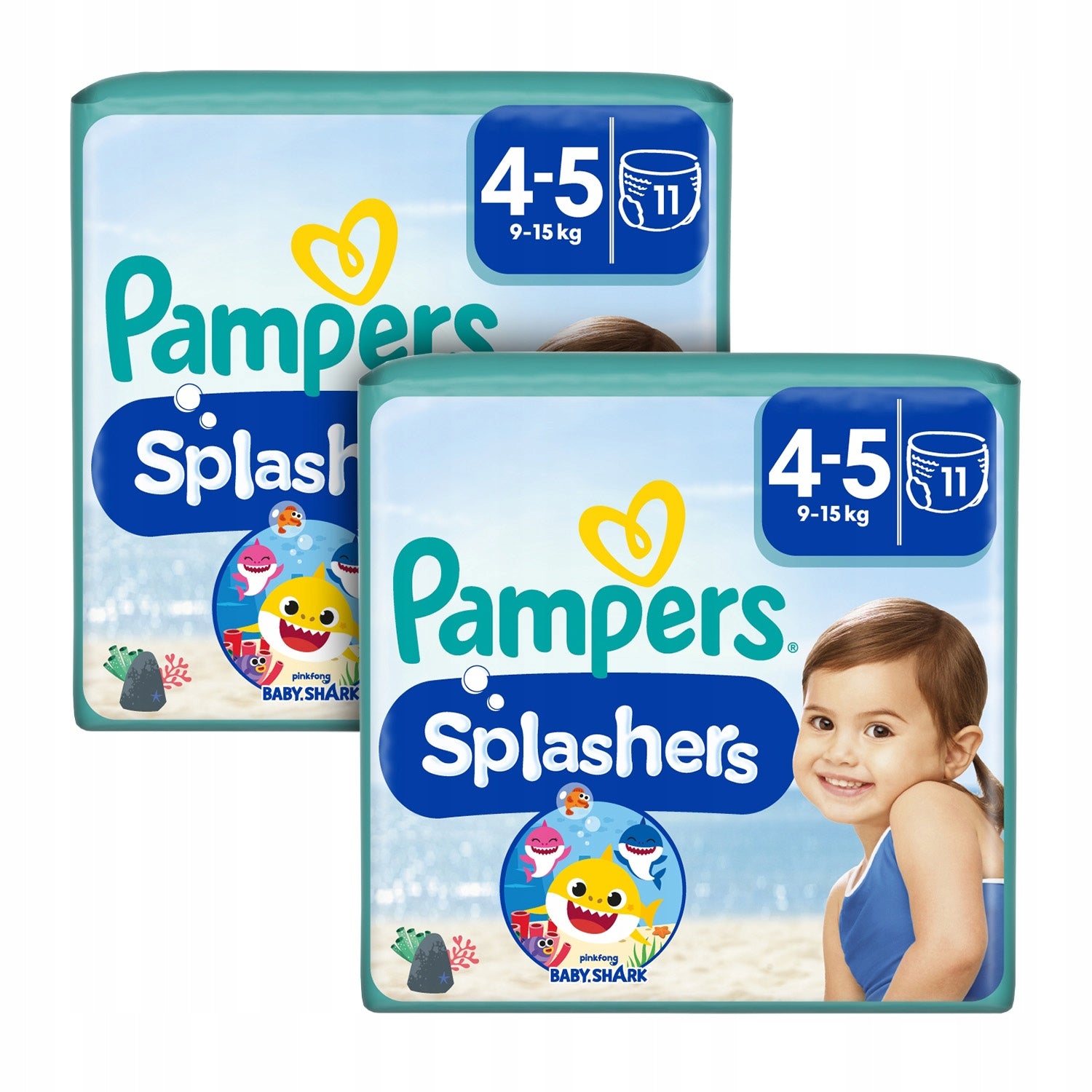 Set of Pampers Splashers Diapers, size 4-5, 9-15kg, 11 pieces x2