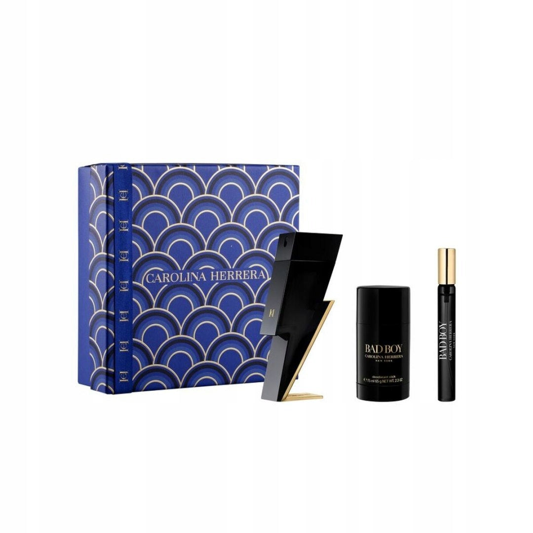 Set of Perfumes for Men Carolina Herrera Bad Boy EDT 3 Pieces