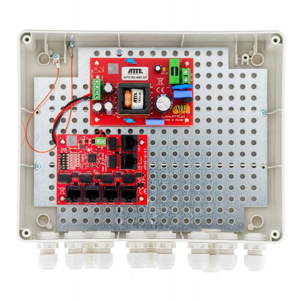 Set of PoE Switch for 5 IP cameras ATTE Enclosure External.
