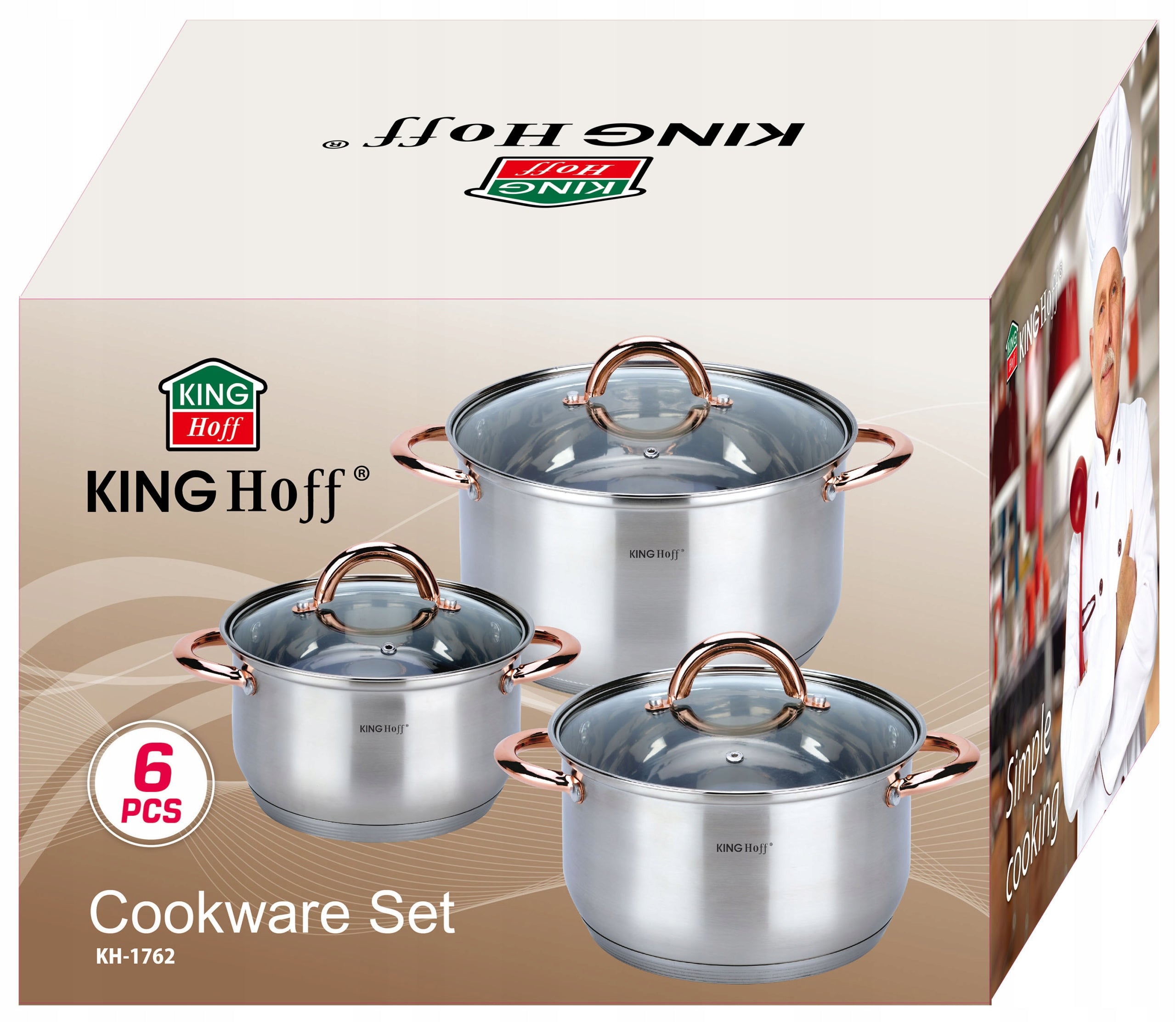 Set of Pots 6 el Pot Induction Line Rose Gold