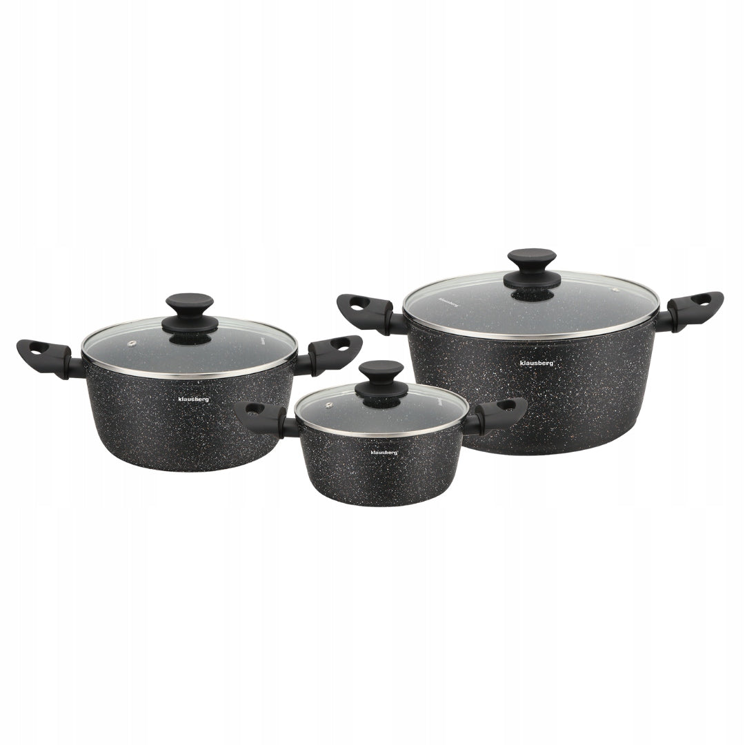 Set of Pots 6el Marble Induction Nonstick Klausberg KB-7960 Color black