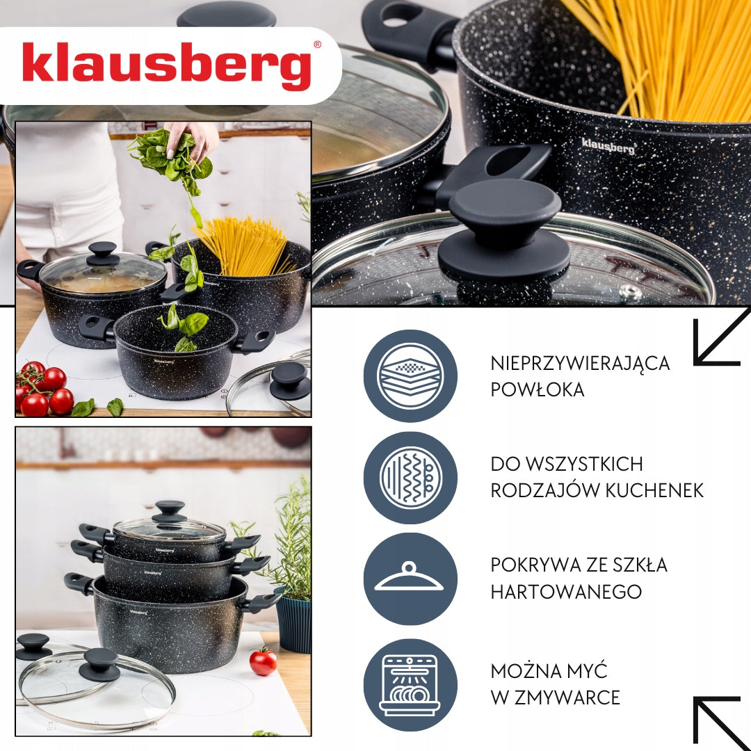 Set of Pots 6el Marble Induction Nonstick Klausberg KB-7960 Manufacturer code KB-7960