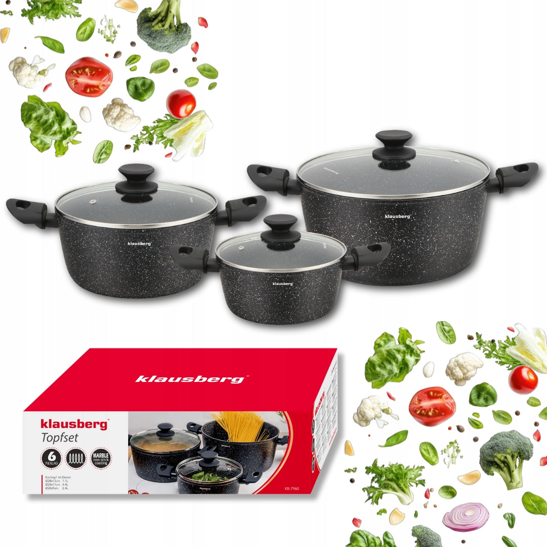 Set of Pots 6el Marble Induction Nonstick Klausberg KB-7960