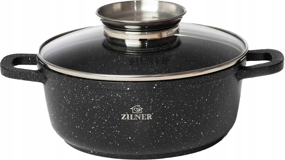 Set of Pots Zilner Premium Aluminium Marble Coating 12EL ZL-8526 Black Material aluminum