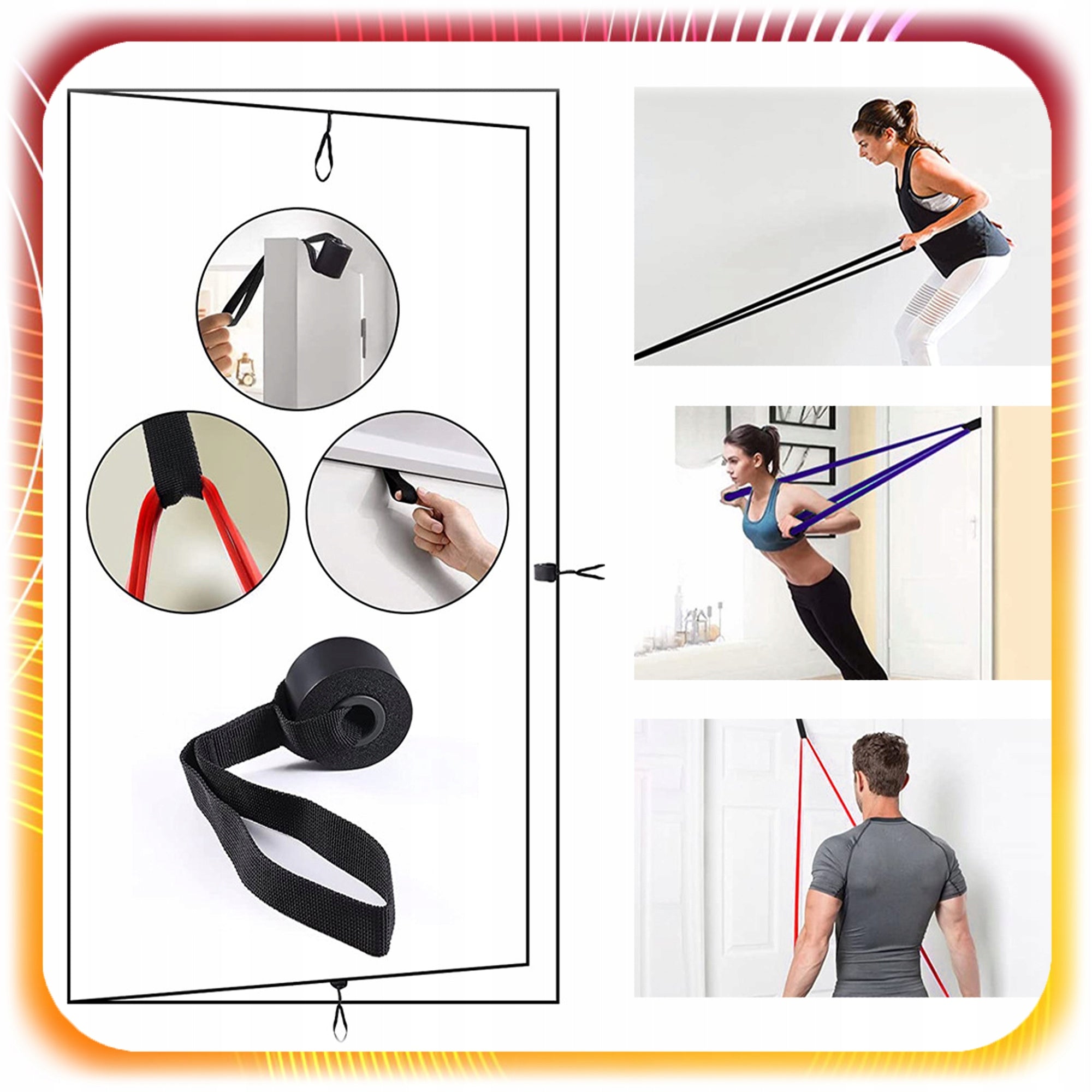 Set of Resistance Rubbers for Exercise Power Band Fitness Training Tapes 4 Pieces Length 2080 cm