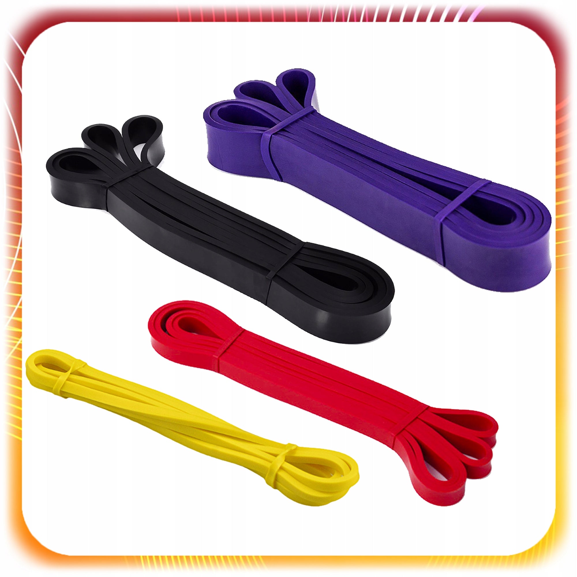 Set of Resistance Rubbers for Exercise Power Band Fitness Training Tapes 4 Pieces Packaging status original